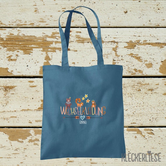 Cloth bag "change of clothes" with desired name Jute Bag Pouch Bag Daycare School Change of Things Clothes Kleckerliese 35 colors