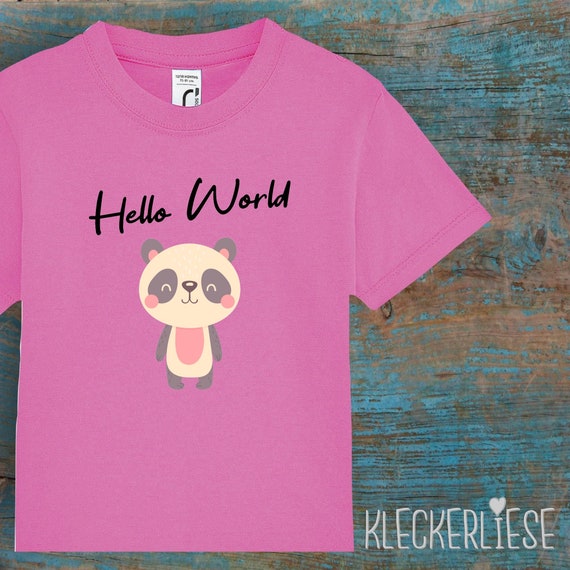Kinder Baby Shirt Kleinkind "Hello World Pandabär" T-Shirt Jungen Mädchen