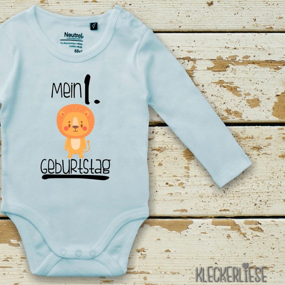 Langarm Body Babybody "Mein 1. Geburtstag Löwe" Fair Wear Bio Organic