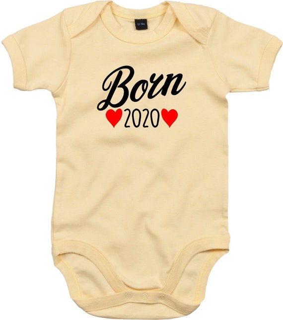 kleckerliese Baby Body "Born 2020" Babybody Strampler Jungen Mädchen Kurzarm