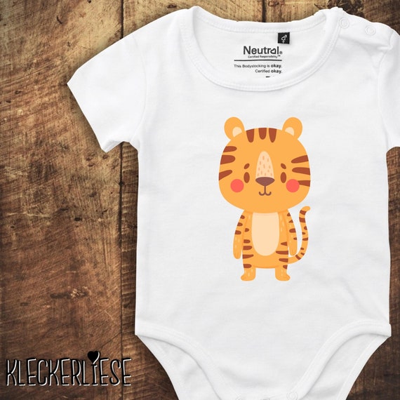 kleckerliese Babybody Body "Tiermotiv Tiger" Fair Wear, Bio, Organic Baby Jungen Mädchen