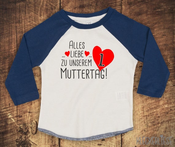 Kleckerliese Baby Kinder T-Shirt Langarmshirt  "Alles Liebe zu unserem 1. Muttertag" Raglan-Ärmel Jungen Mädchen Vatertag