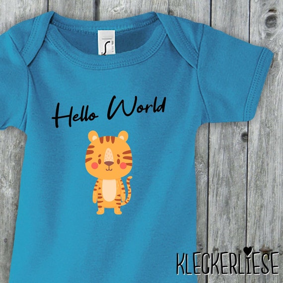 Baby Body "Hello World Tiger" Babybody Strampler Jungen Mädchen