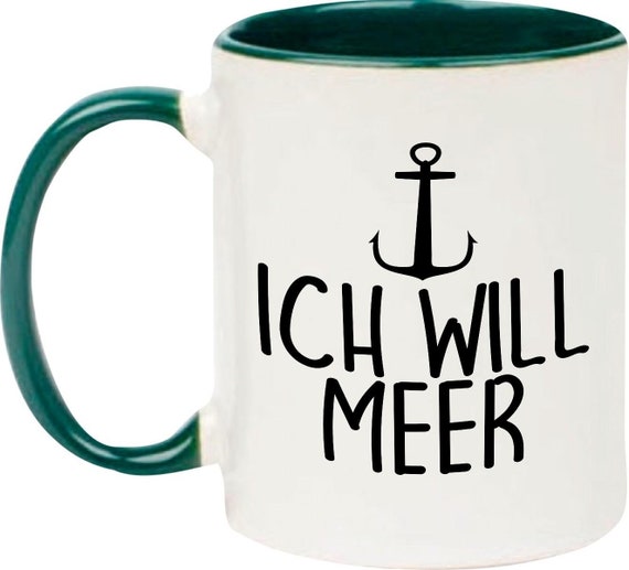 kleckerliese Teetasse Tasse Motiv "Ich will MEER Anker" Milch Kakao Kaffeetasse