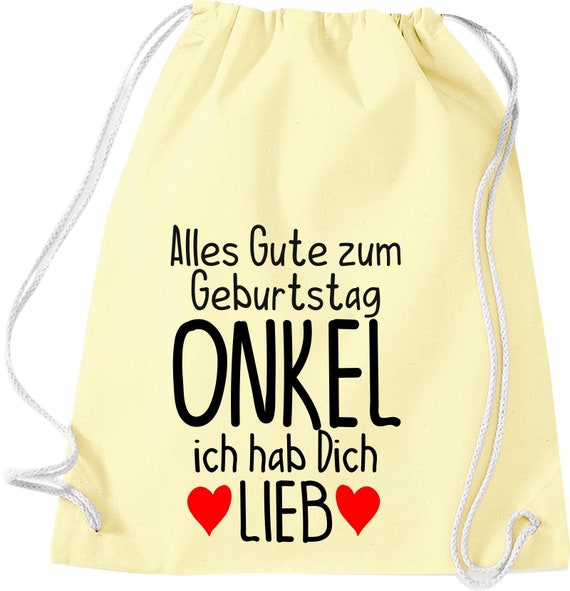 Kleckerliese Gymsack "Alles Gute ONKEL ich hab Dich Lieb" Rucksack Bag Stoffbeutel Turnbeutel Tragetasche