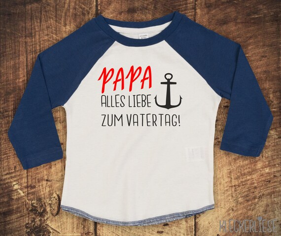 Kleckerliese Baby Kinder T-Shirt Langarmshirt  "Papa alles Liebe zum Vatertag" Raglan-Ärmel Jungen Mädchen Vatertag