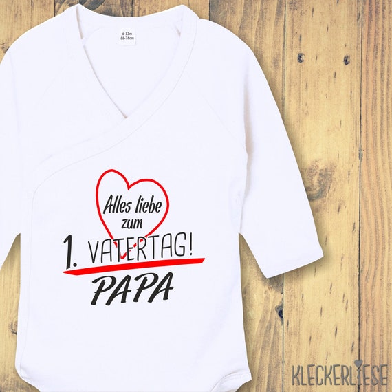 Langarm Wickel Baby Body "Alles Liebe zum 1. Vatertag Papa" Babybody Strampler