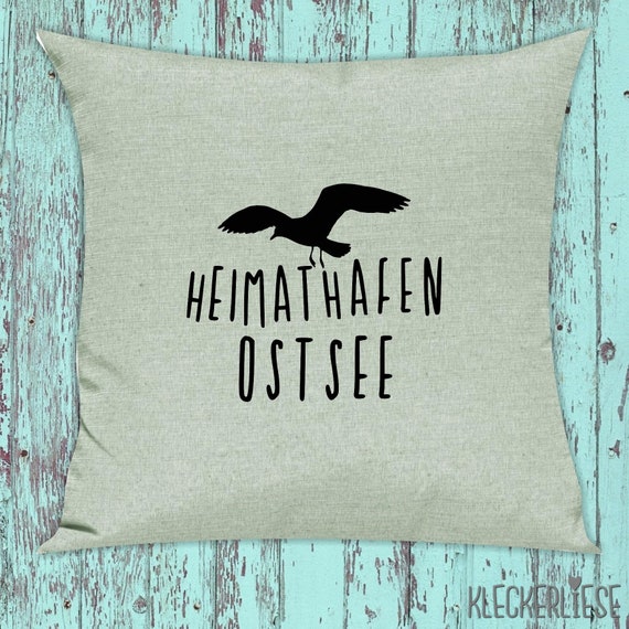 kleckerliese Kissen "Heimathafen Ostsee Möwe" Kissenhülle Deko Sofa Hülle Kissenbezug