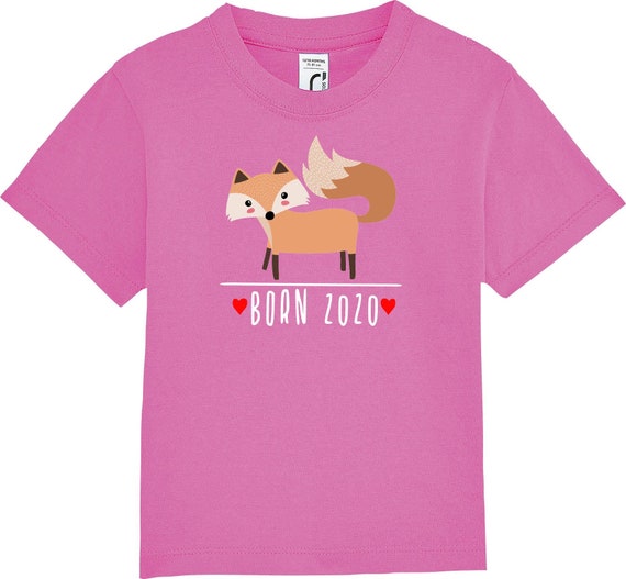 kleckerliese Kinder Baby Shirt Kleinkind  "Born 2020 Tiermotiv Fuchs" Jungen Mädchen T-Shirt