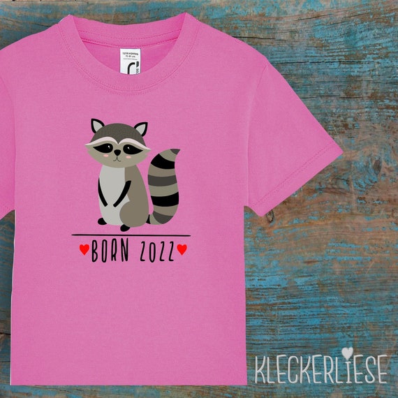 Kinder Baby Shirt Kleinkind "Born 2022 Tiermotiv Waschbär" T-Shirt Jungen Mädchen