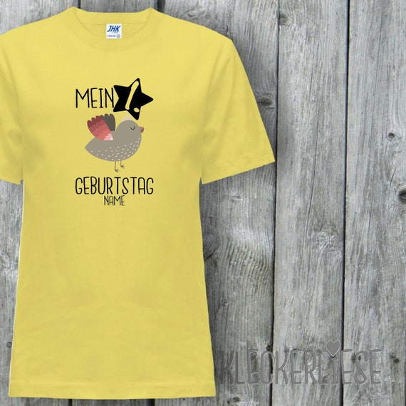 Kinder T-Shirt mit Wunschname "Mein 1. Geburtstag Vogel mit Wunschname" Shirt Jungen Mädchen Baby Kind