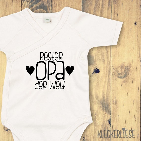 kleckerliese Wickel Baby Body "Bester Opa der Welt"  Babybody Strampler Wickelbody Organic Kimono Kurzarm