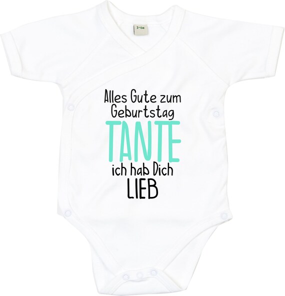 kleckerliese Wickel Baby Body "Alles Gute TANTE ich hab Dich Lieb" Babybody Strampler Wickelbody Organic Kimono Kurzarm