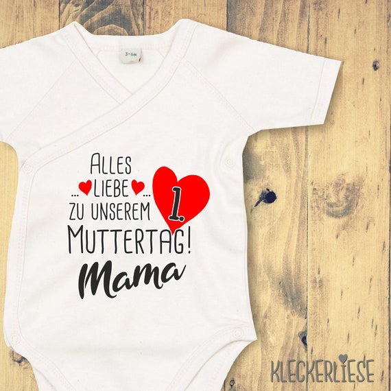 kleckerliese wrap body Mother's Day "Happy 1st Mother's Day Mom" baby body romper wrap body organic kimono short sleeve baby body
