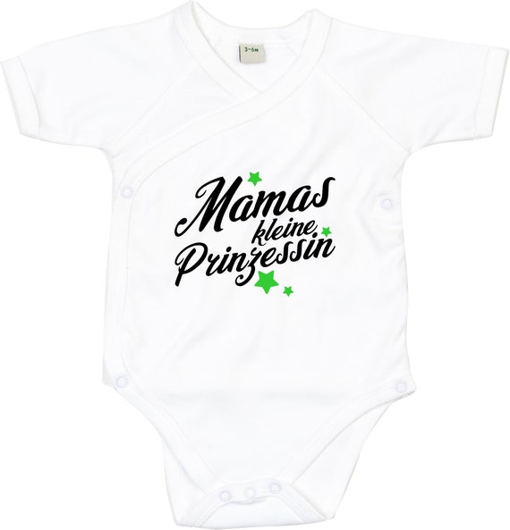 kleckerliese Wickel Baby Body "Mamas kleine Prinzessin" Babybody Strampler Wickelbody Organic Kimono Kurzarm