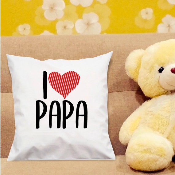 kleckerliese Kissen "I Love Papa" Kissenhülle Deko Sofa Kuschelkissen Dekoidee