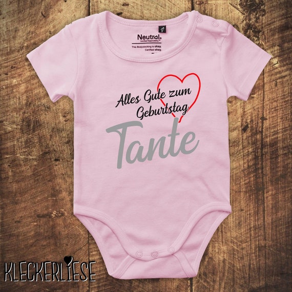 kleckerliese Babybody Body "Alles Gute TANTE Herz" Fair Wear