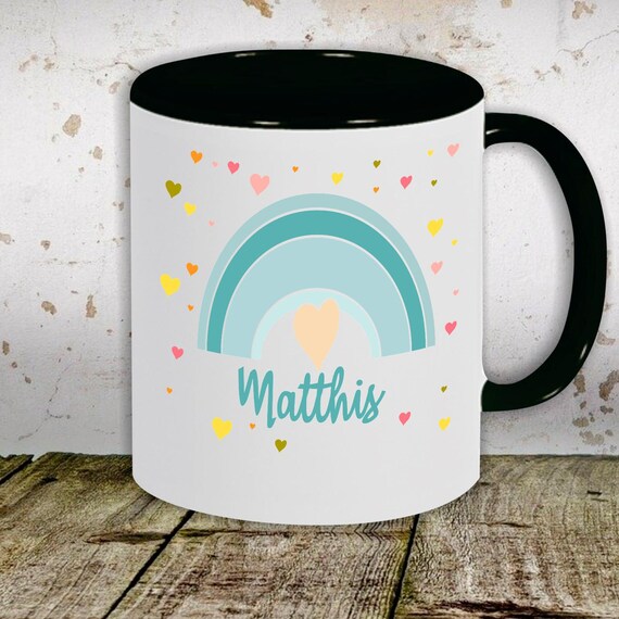 Kleckerliese children's cup tea cup cup motif "rainbow with desired name" with desired name milk cocoa coffee cup