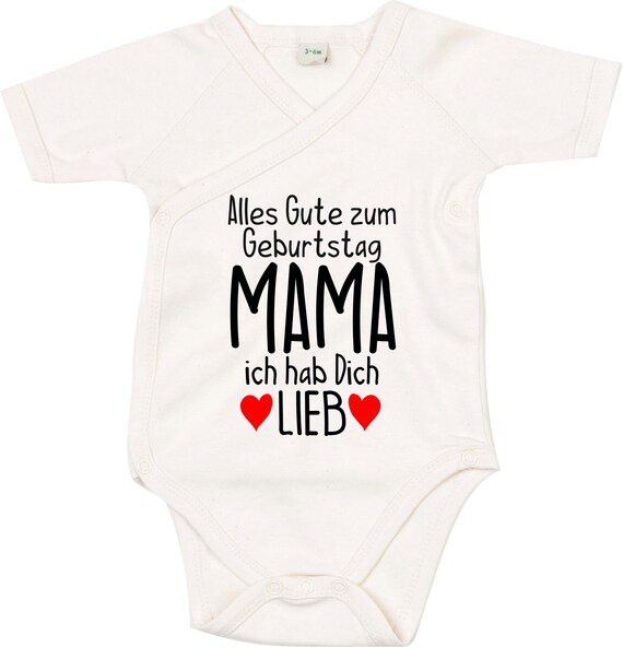 kleckerliese Wickel Baby Body "Alles Gute MAMA ich hab Dich Lieb" Babybody Strampler Wickelbody Organic Kimono Kurzarm