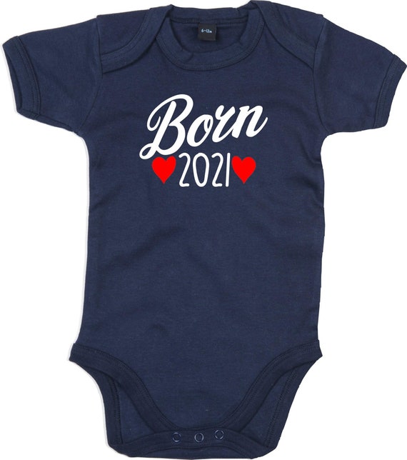 kleckerliese Baby Body "Born 2021" Babybody Strampler Jungen Mädchen Kurzarm