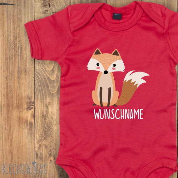 kleckerliese baby bodysuit "desired name fox" baby bodysuit romper boys girls short sleeve