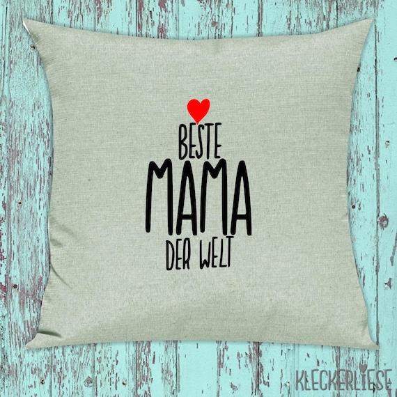 kleckerliese Kissen "Beste Mama der Welt" Kissenhülle Deko Sofa Kuschelkissen Dekoidee