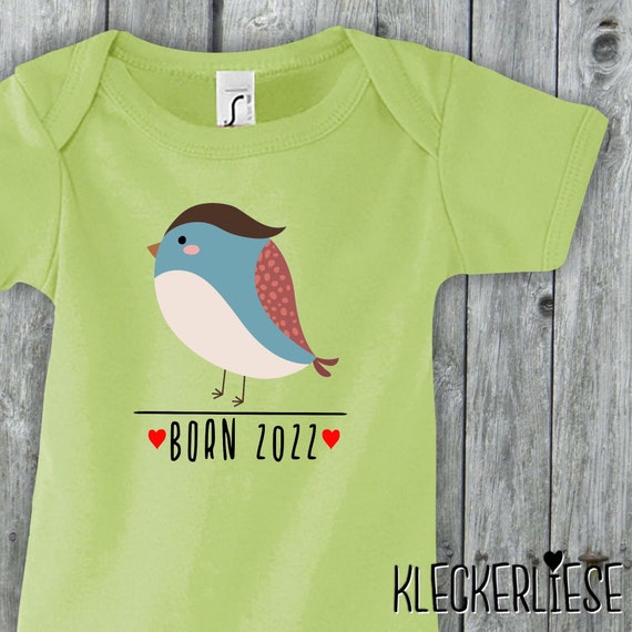 Baby Body "Born 2022 Tiermotiv Vogel" Babybody Strampler Jungen Mädchen