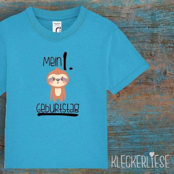 Kinder Baby Shirt Kleinkind "Mein 1. Geburtstag Faultier" T-Shirt Jungen Mädchen