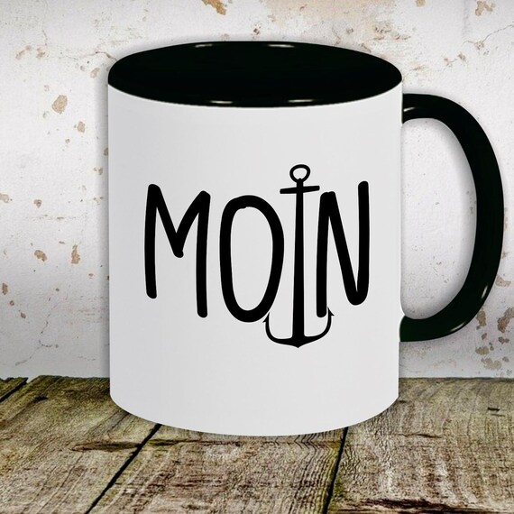 kleckerliese Teetasse Tasse Motiv "Moin Anker" Milch Kakao Kaffeetasse