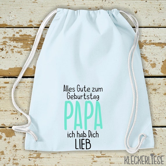 Kleckerliese Gymsack "Alles Gute PAPA ich hab Dich Lieb" Rucksack Bag Stoffbeutel Turnbeutel Tragetasche