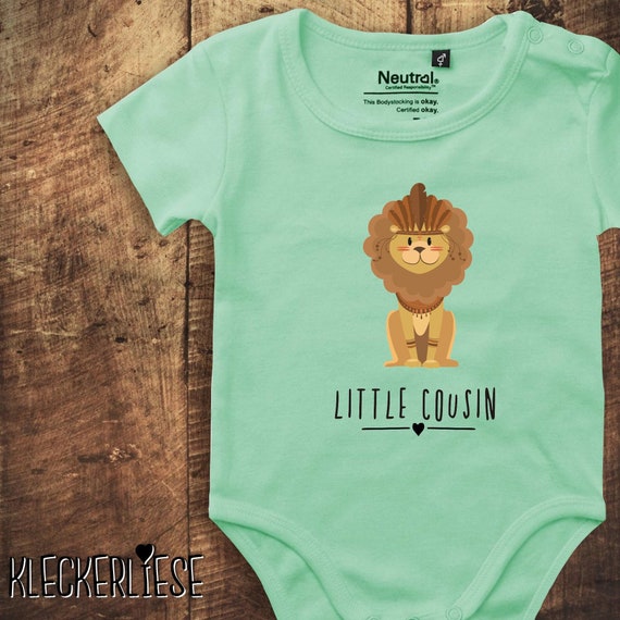 kleckerliese Baby Bodysuit "Little Cousin Animal Motif Lion" Fair Wear Romper Baby Boy Girl