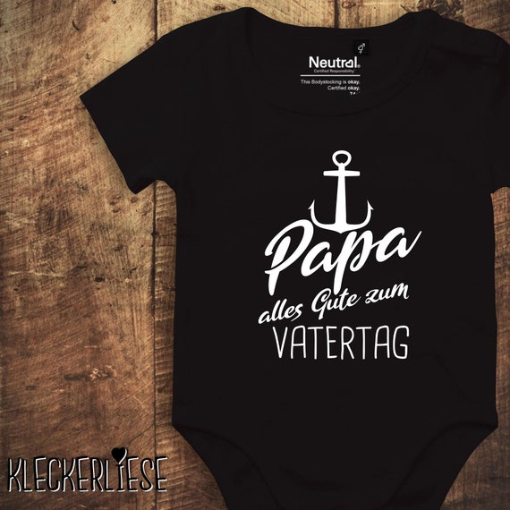 kleckerliese Babybody Body "Papa alles Gute zum Vatertag Anker" Fair Wear Vatertag