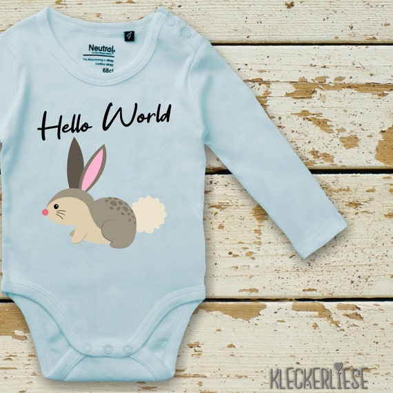 Langarm Body Babybody "Hello World Hase" Fair Wear Bio Organic