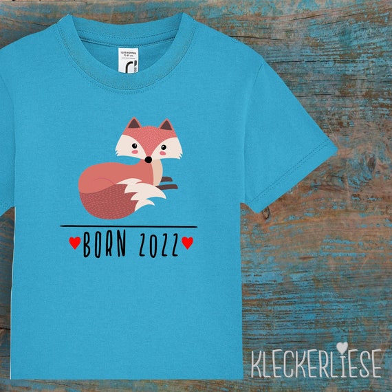 kleckerliese Kinder Baby Shirt Kleinkind  "Born 2024 2025 Tiermotiv Fuchs" Jungen Mädchen T-Shirt