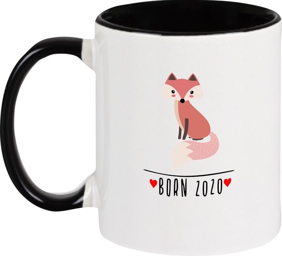 kleckerliese Kindertasse Teetasse Tasse Motiv "Born 2020 Tiermotiv Fuchs" Milch Kakao Kaffeetasse