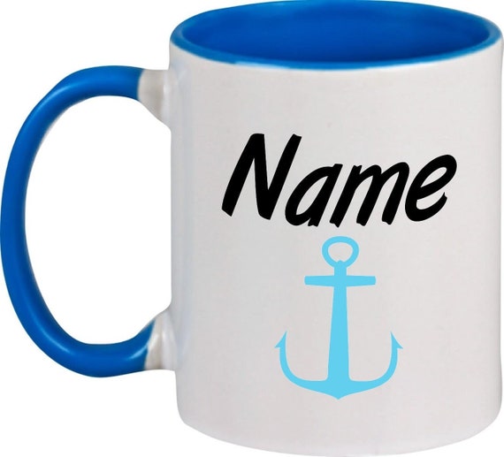 kleckerliese Kindertasse Teetasse Tasse Motiv "Name Wunschname Anker" Milch Kakao Kaffeetasse