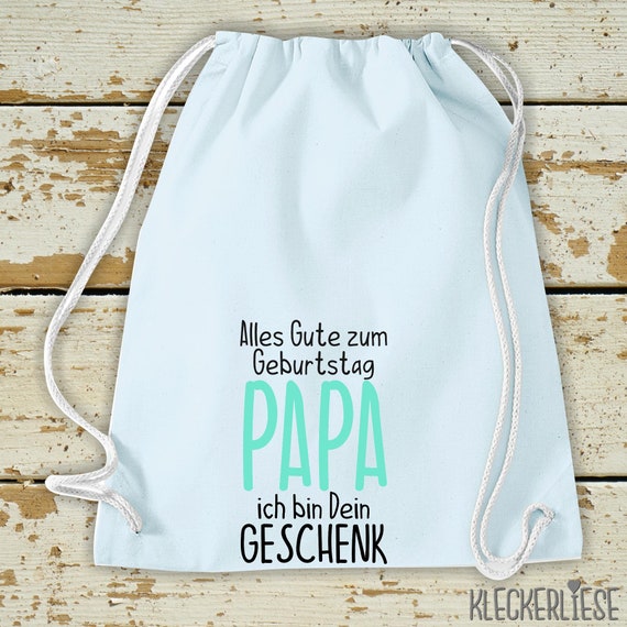 Kleckerliese Gymsack "Alles Gute PAPA ich bin dein Geschenk" Rucksack Bag Stoffbeutel Turnbeutel Tragetasche