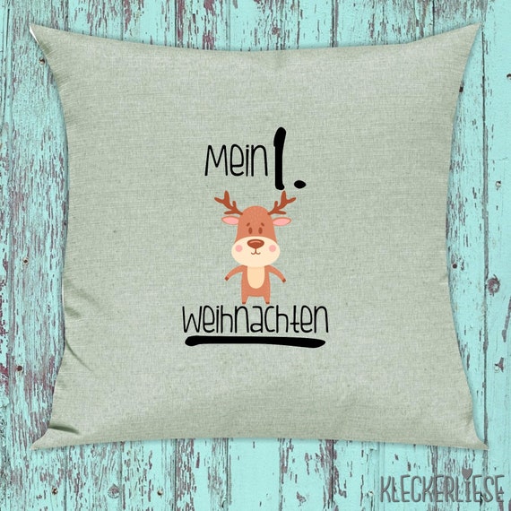 kleckerliese Kissen "Mein 1. Weihnachten" Kissenhülle Deko Sofa Hülle Kissenbezug