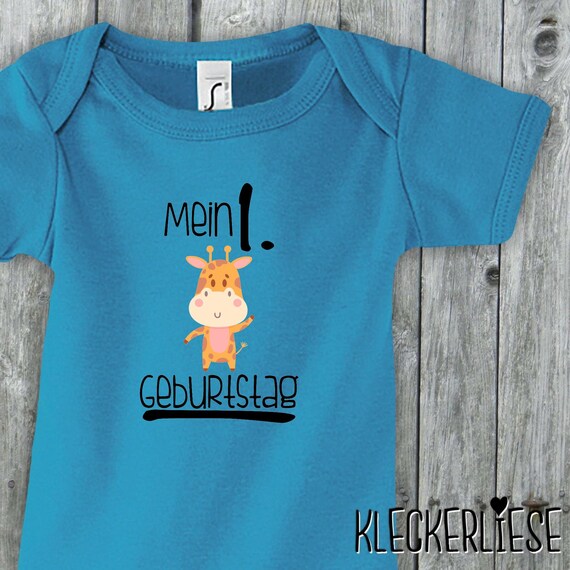 Baby Body "Mein 1. Geburtstag Giraffe" Babybody Strampler Jungen Mädchen