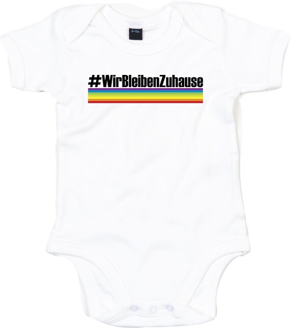 kleckerliese Baby Body "Wir Bleiben Zuhause #wirbleibenzuhause" Babybody Strampler Jungen Mädchen Kurzarm