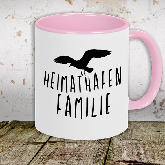 Kaffeetasse Tasse Motiv "Heimathafen Familie Möwe" Tasse Teetasse Milch Kakao