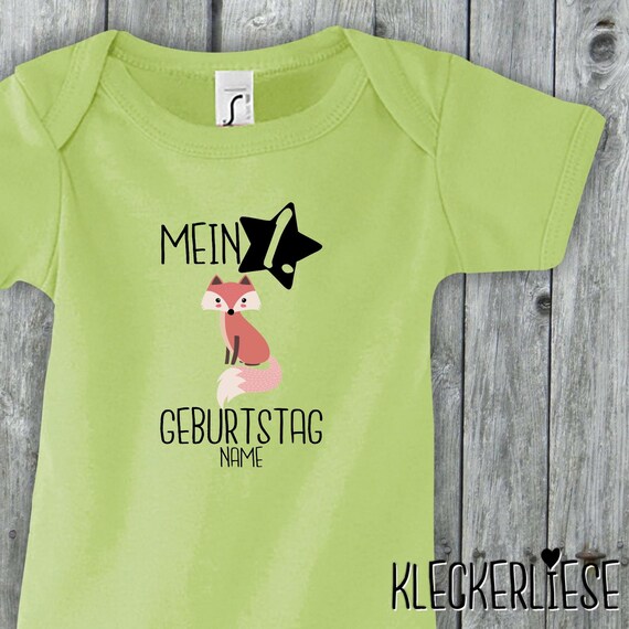 Baby Body mit Wunschname "Mein 1. Geburtstag Fuchs mit Wunschname" Babybody Strampler Jungen Mädchen