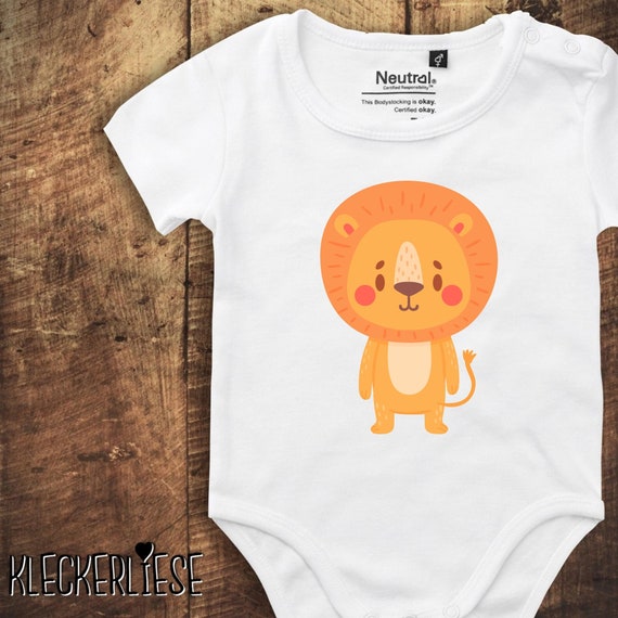 kleckerliese Babybody Body "Tiermotiv Löwe" Fair Wear, Bio, Organic Baby Jungen Mädchen