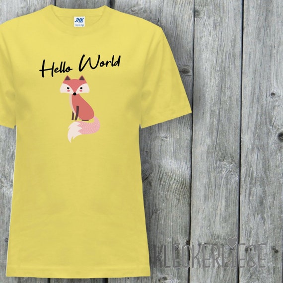 Kinder T-Shirt "Hello World Fuchs" Shirt Jungen Mädchen Baby Kind