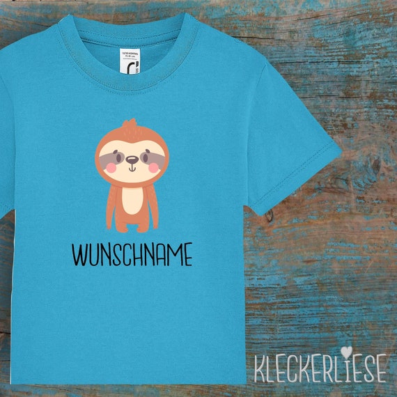 kleckerliese Kinder Baby Shirt Kleinkind "Tiermotiv mit Wunschnamen Faultier " mit Wunschnamen Jungen Mädchen T-Shirt