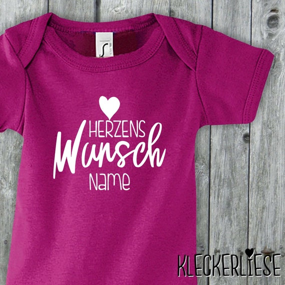 Baby Body mit Wunschname "Herzens Wunsch mit Wunschname" Babybody Strampler Jungen Mädchen