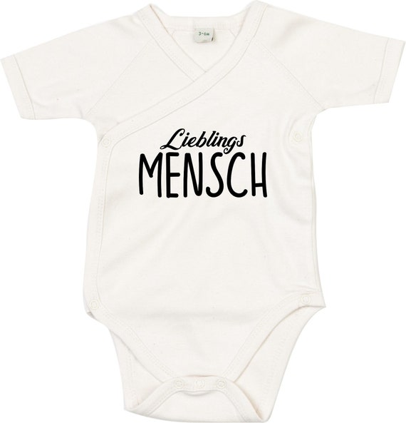 kleckerliese Wickel Baby Body "Lieblings Mensch" Babybody Strampler Wickelbody Organic Kimono Kurzarm