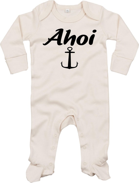 Kleckerliese Baby Schlafanzug "Ahoi Anker" Sleepsuit Langarm Jungen Mädchen Einteiler Strampler