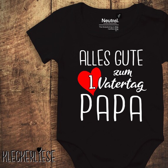 kleckerliese baby bodysuit Father's Day bodysuit "Happy 1st Father's Day! You're doing a great job Dad" Fair Wear, Organic Baby Boys Girls