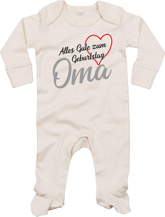 Kleckerliese Baby Schlafanzug "Alles Gute OMA Herz" Sleepsuit Langarm Jungen Mädchen Einteiler Strampler